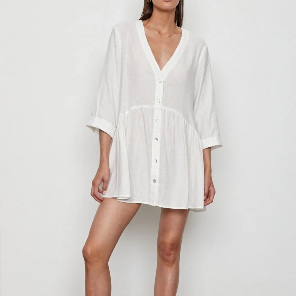 Atoir Linen Blend Island Hopper Dress in White - Size 4 US